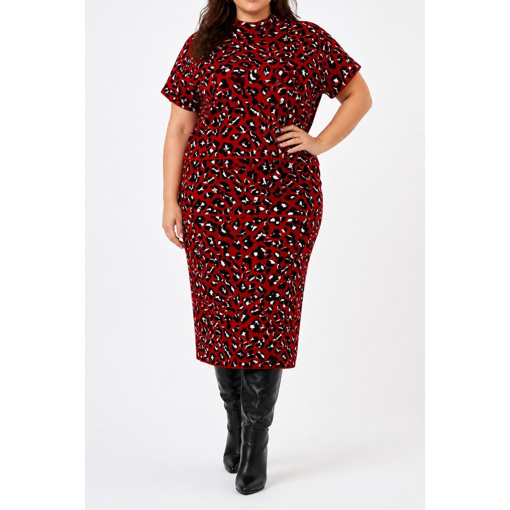 Eloquii Leopard Print 2Pc Set Top 22/24 Skirt 26/28 RedBlack Coordinating Womens